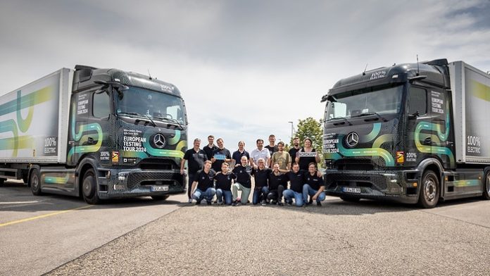 Über 15.000 vollelektrisch gefahrene Kilometer: Mercedes-Benz eActros 600 Test-Tour durch Europa erfolgreich beendetMore than 15,000 kilometers traveled all-electric: Mercedes-Benz eActros 600 testing tour throughout Europe completed successfully